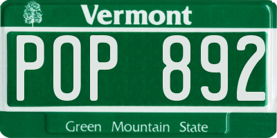 VT license plate POP892