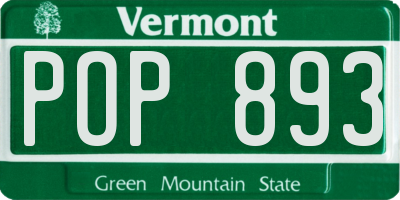 VT license plate POP893