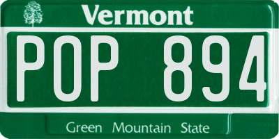 VT license plate POP894