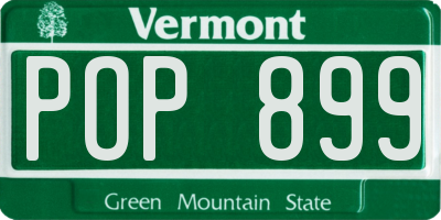 VT license plate POP899