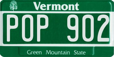 VT license plate POP902
