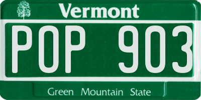 VT license plate POP903