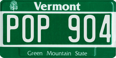 VT license plate POP904