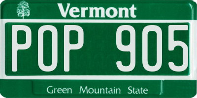 VT license plate POP905