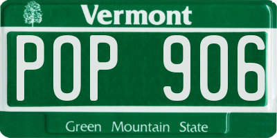 VT license plate POP906