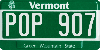 VT license plate POP907
