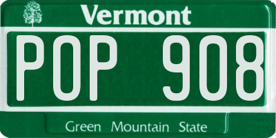 VT license plate POP908