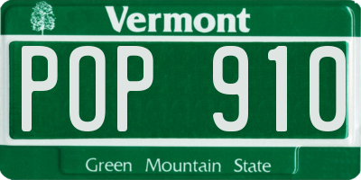 VT license plate POP910