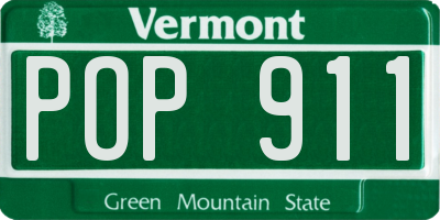 VT license plate POP911