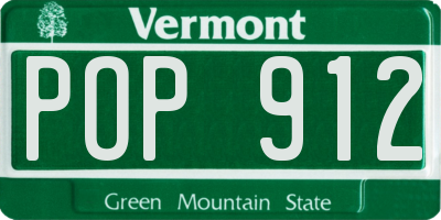 VT license plate POP912