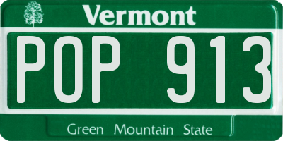 VT license plate POP913