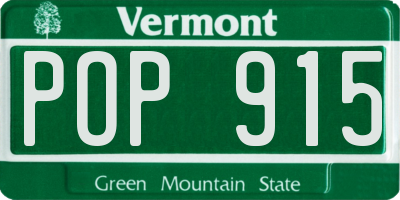 VT license plate POP915