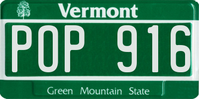 VT license plate POP916