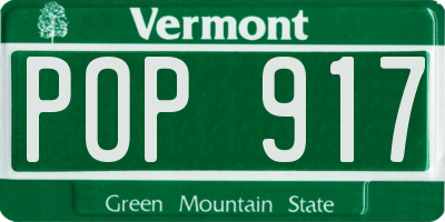VT license plate POP917