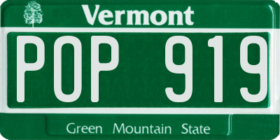 VT license plate POP919