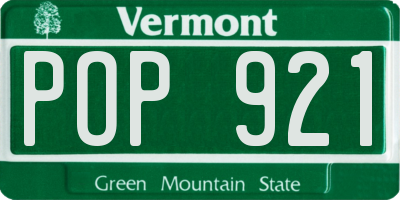 VT license plate POP921