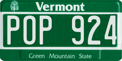 VT license plate POP924