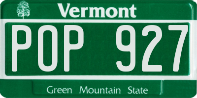 VT license plate POP927