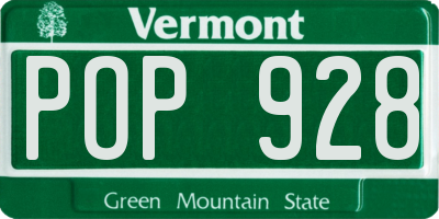 VT license plate POP928
