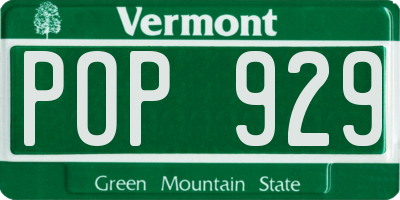 VT license plate POP929