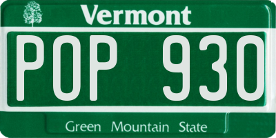 VT license plate POP930