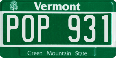 VT license plate POP931
