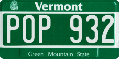VT license plate POP932