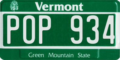 VT license plate POP934