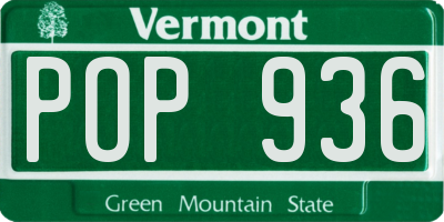 VT license plate POP936