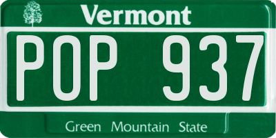 VT license plate POP937