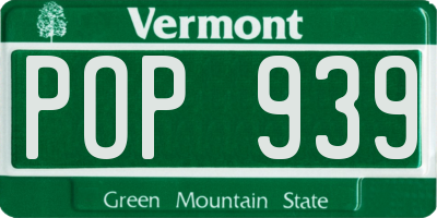 VT license plate POP939