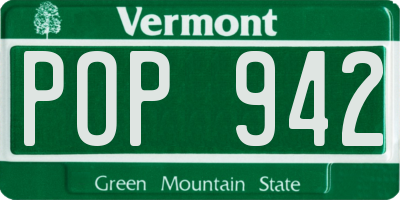 VT license plate POP942