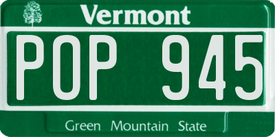 VT license plate POP945