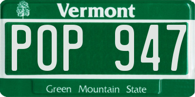 VT license plate POP947