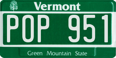 VT license plate POP951