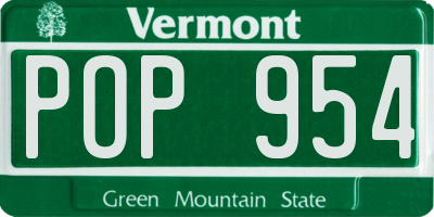 VT license plate POP954