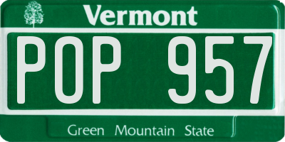 VT license plate POP957