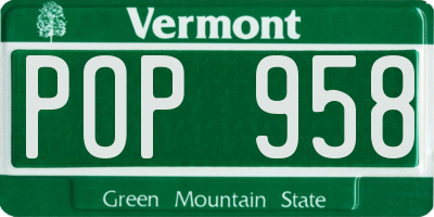 VT license plate POP958