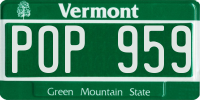 VT license plate POP959