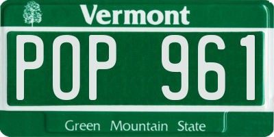 VT license plate POP961