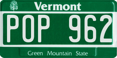 VT license plate POP962