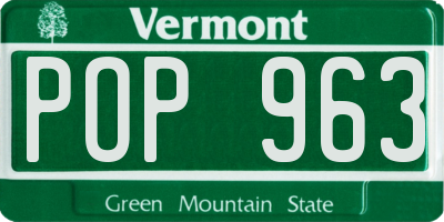 VT license plate POP963