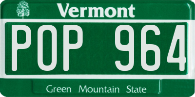 VT license plate POP964