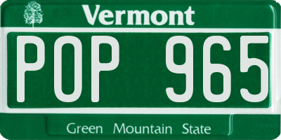 VT license plate POP965