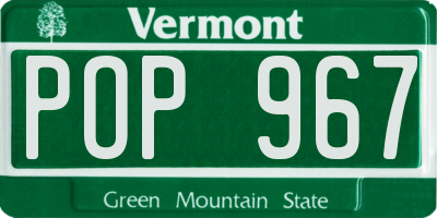 VT license plate POP967