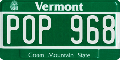 VT license plate POP968