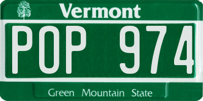 VT license plate POP974