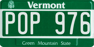 VT license plate POP976