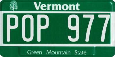 VT license plate POP977