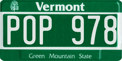 VT license plate POP978